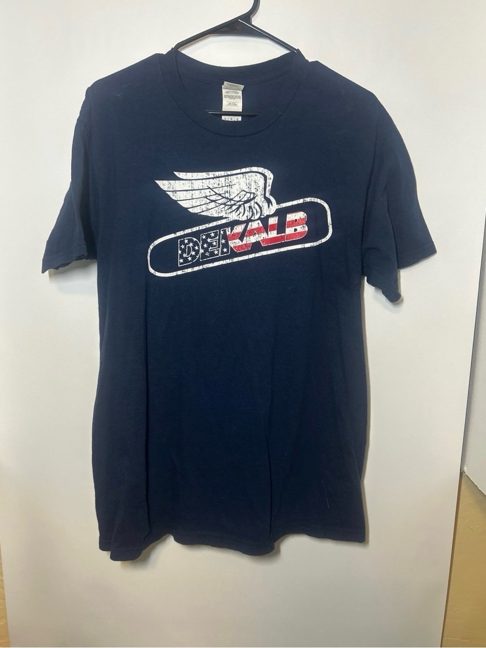 Gildan Navy Short-Sleeve Tee with Distressed American Logo